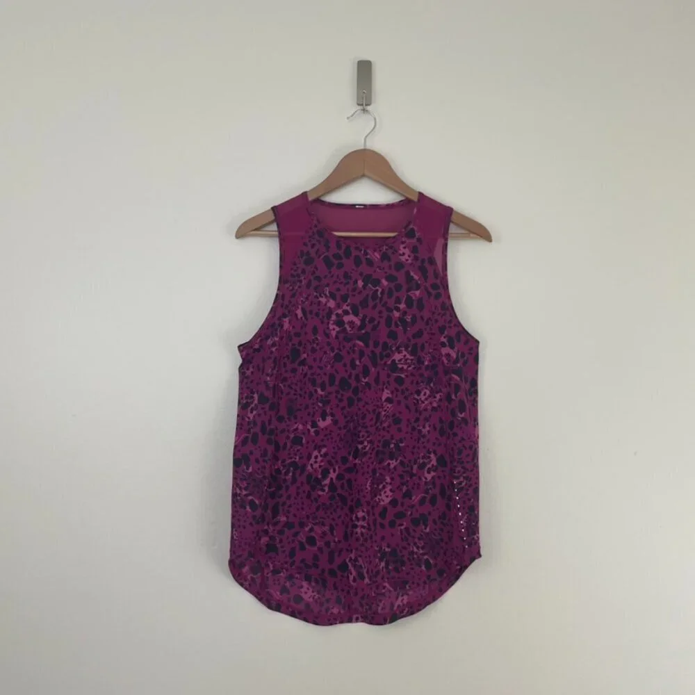 Lululemon Sculpt Tank in Cheetah Camo Magenta Purple Multi Size 8